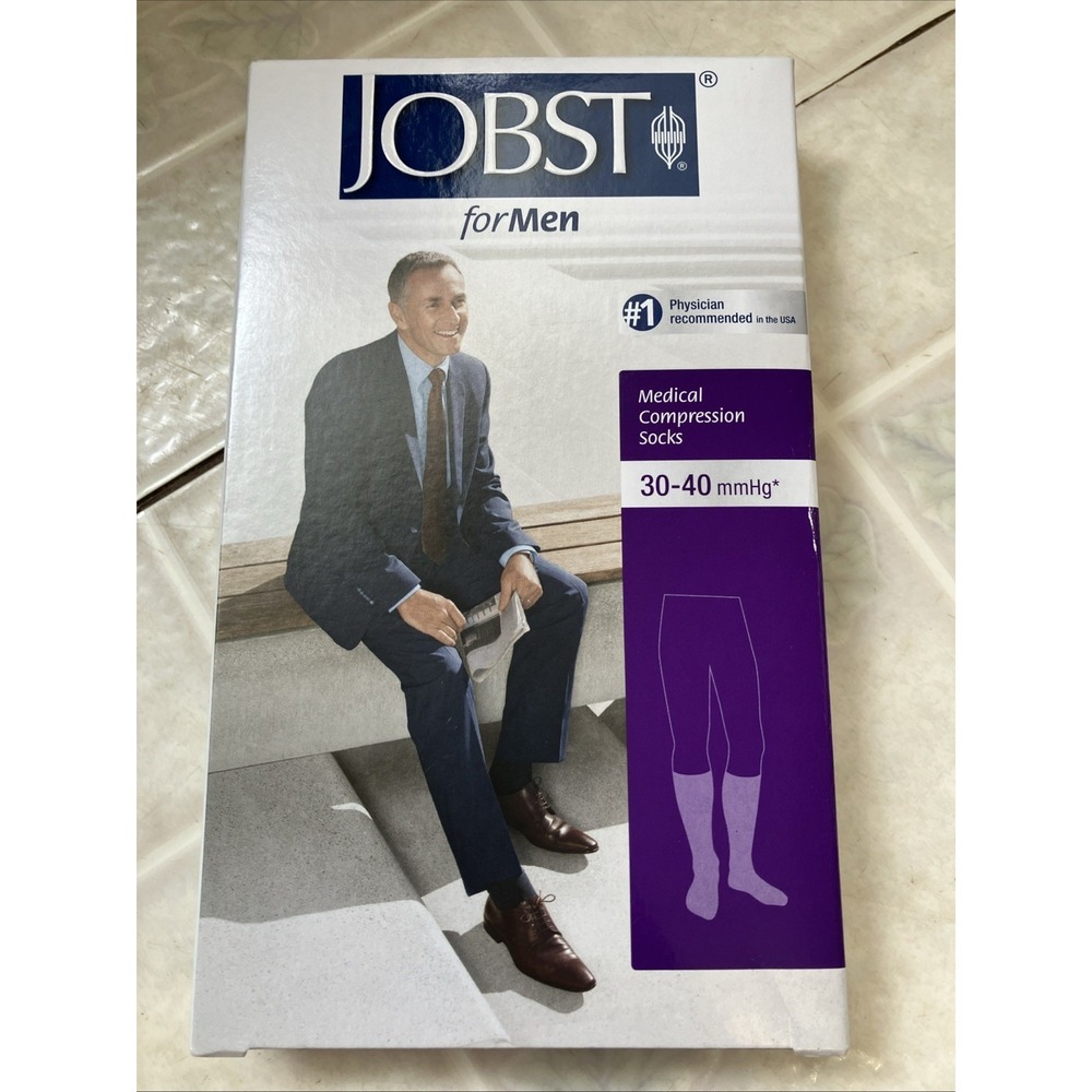 Jobst for Men Medical Compression Knee CT Socks 30-40 mmHg Large Khaki Color